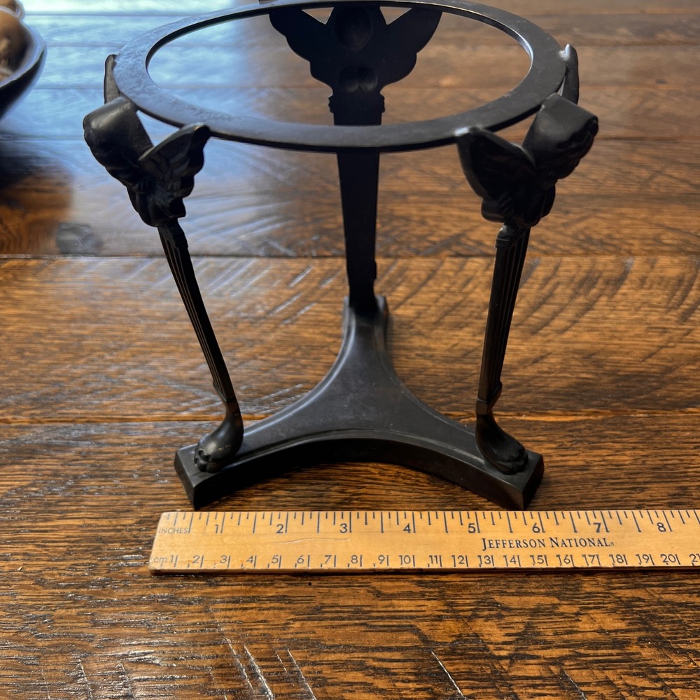 Vintage Cherub Angel Cast Metal Tripod Stand Bowl Holder Paw Feet Bronze Tone - Picture 8 of 9